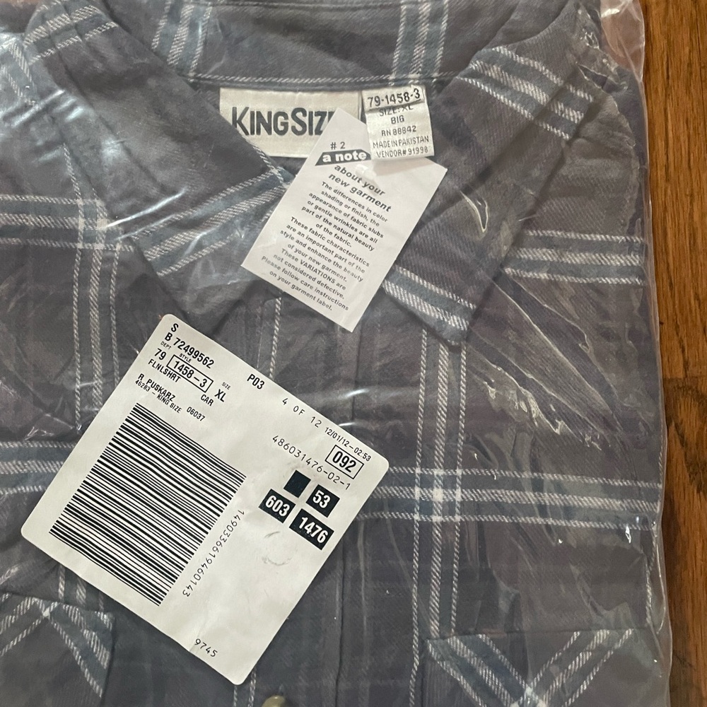 King size XL Men's Plaid Shirt